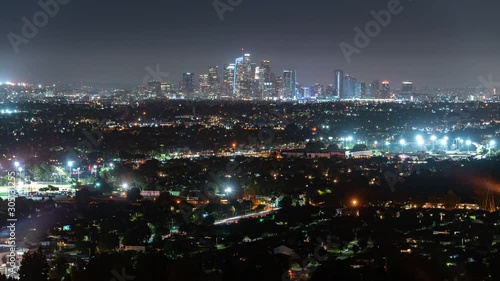Wallpaper Mural Los Angeles Downtown From Mid City Night Time Lapse Torontodigital.ca