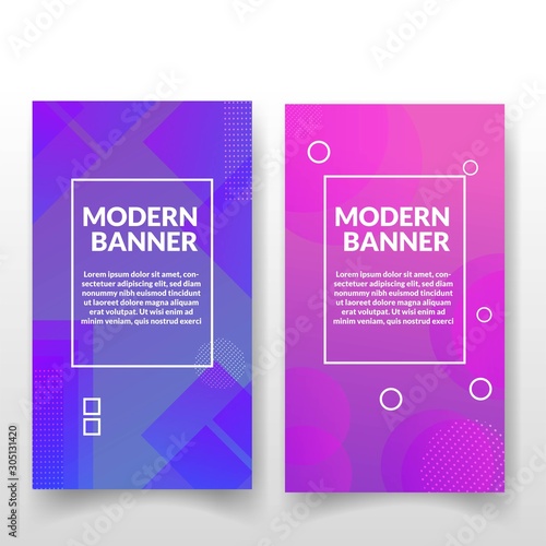 design Modern banner and stories design set background futuristic style with gradient color