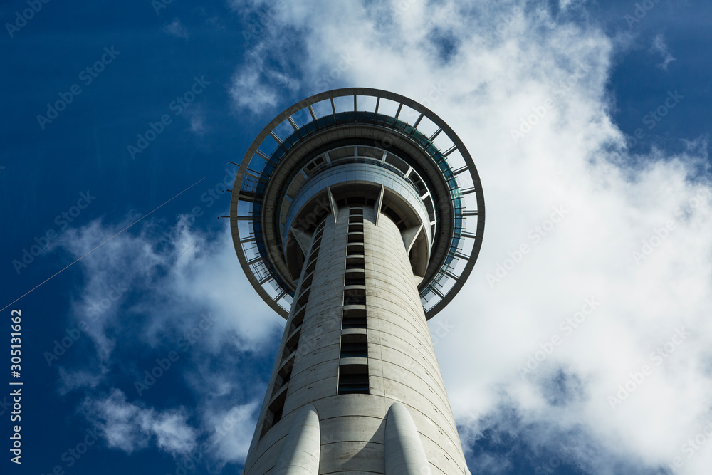 ニュージーランド オークランドの下から見上げたスカイタワー Stock Photo Adobe Stock