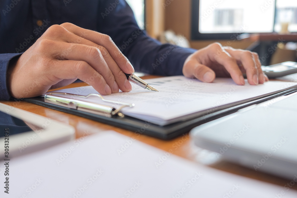 Fototapeta premium Business accountant Sitting in finance Accounting Auditor, banker, working in office