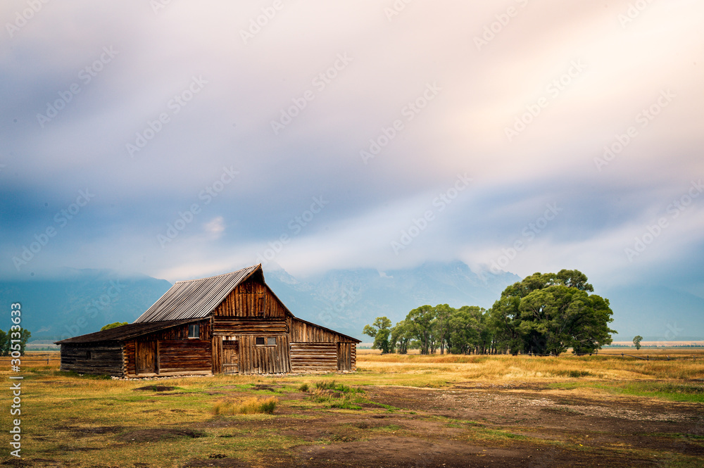old barn in field old barn in field