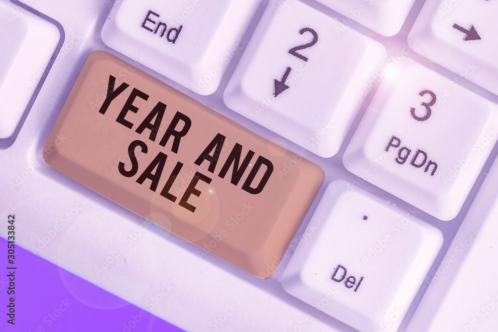 Text sign showing Year And Sale. Business photo showcasing Annual Discounts Holiday Season clearance Traditional Text sign showing Year And Sale. Business photo showcasing Annual Discounts Holiday Season clearance Traditional