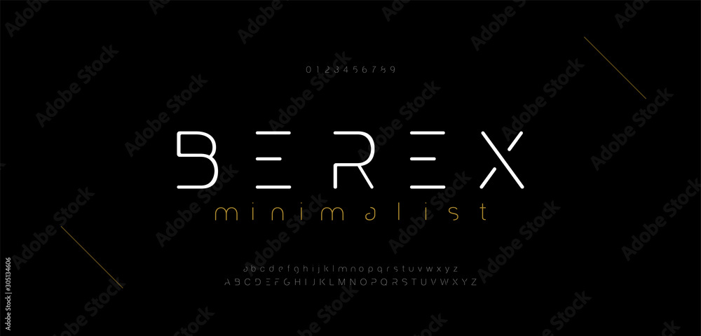 Minimal modern alphabet fonts and numbers. Abstract urban thin line ...