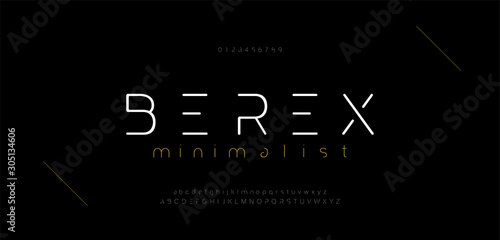 Minimal modern alphabet fonts and numbers. Abstract urban thin line font typography typeface uppercase lowercase. vector illustration