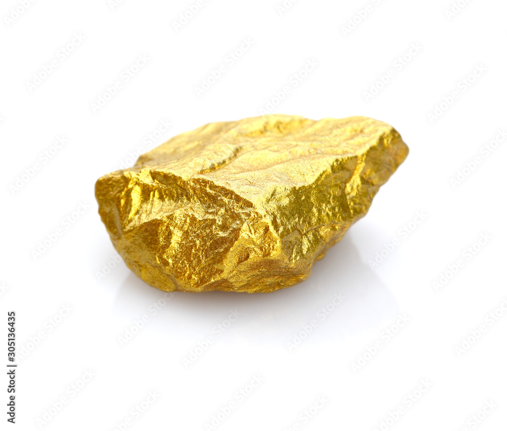 Gold nuggets natural on a white background.