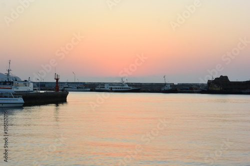 Sunrise over the port of Yalta