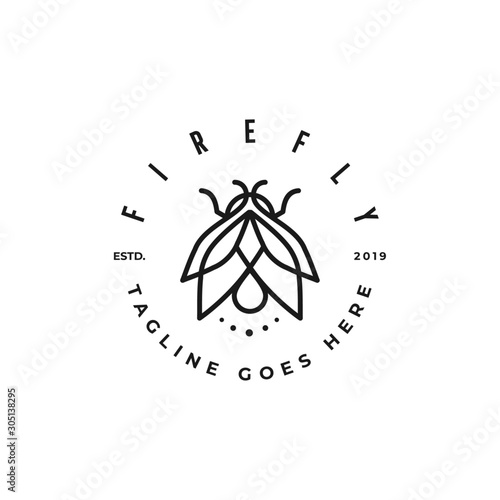 monogram or monoline firefly premium logo icon vector template