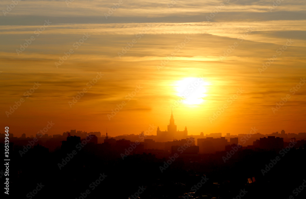 Photo of a gorgeous sunset view from the top in Moscow