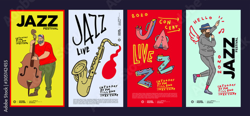 Music Festival Illustration Design for Jazz, Rock, Metal, Blues, Punk, and Live Music Concert 2020. Vector Illustration Collage of Music Festival Poster, Banner, Background and Wallpaper in eps 10.