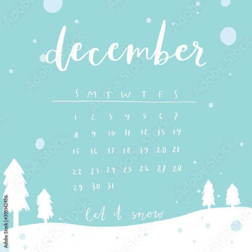 december 2019 calendar, month planner, new month