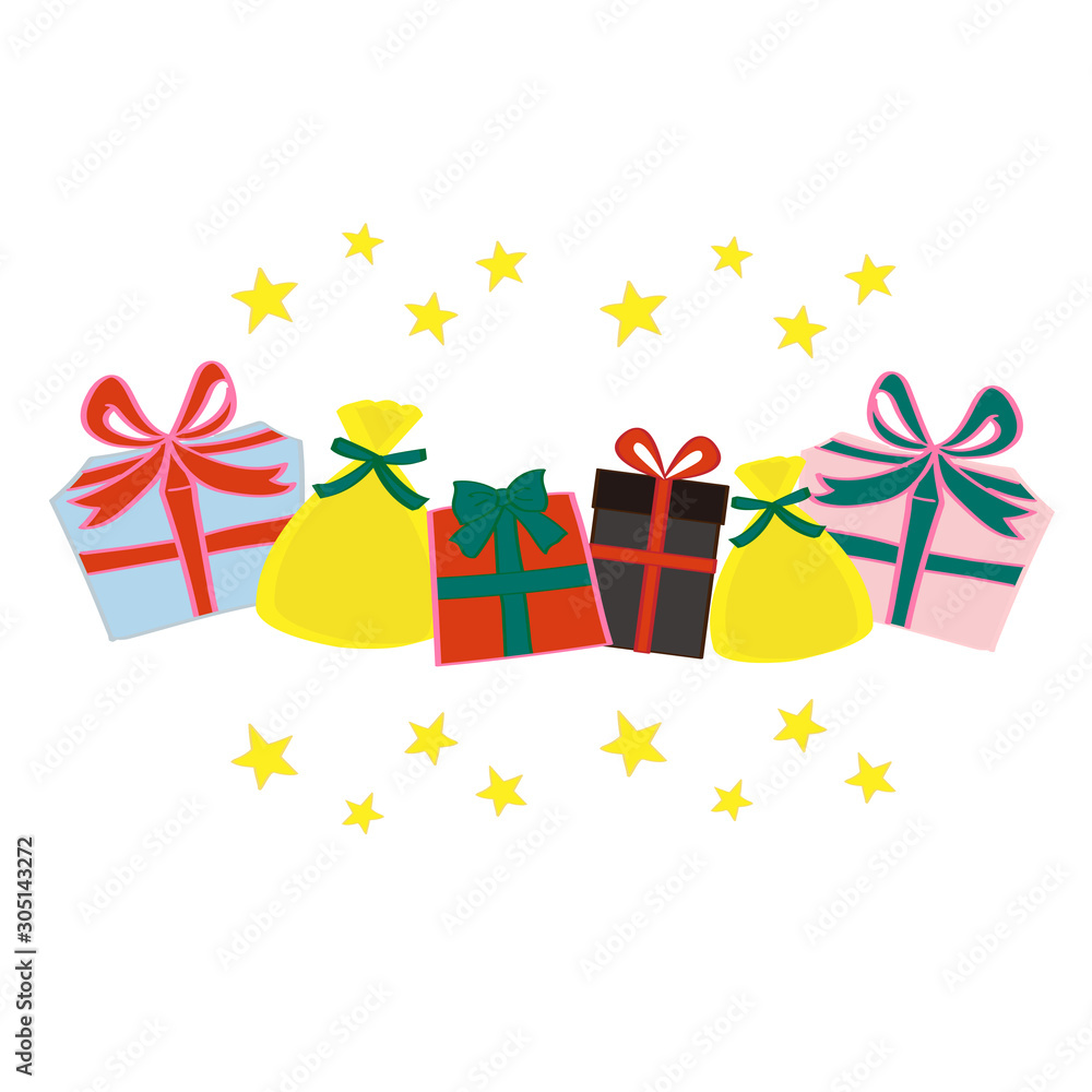 クリスマスプレゼントと星のイラスト Stock Illustration Adobe Stock
