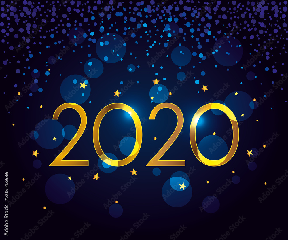 poster of happy new year 2020 vector illustration design