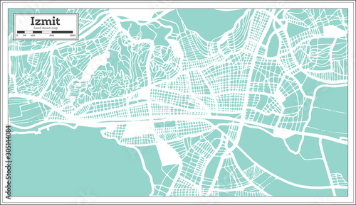 Izmit Turkey City Map in Retro Style. Outline Map.