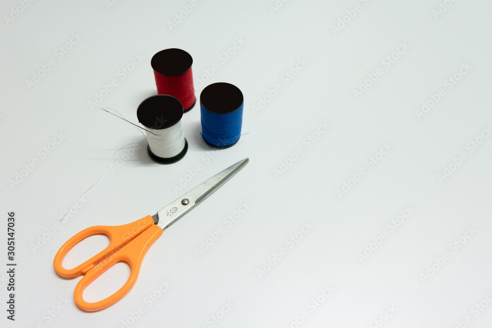 Isolated scissors and needles on white background Isolated scissors and needles on white background