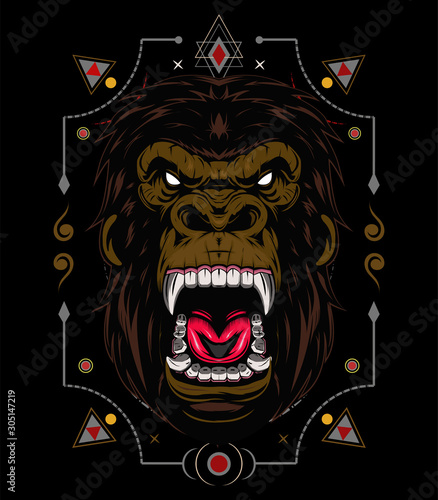 vector gorilla. Head of a gorilla with angry face