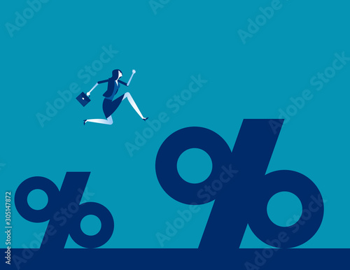 Business man jump to find a bigger percentage. Concept business percentage vector illustration