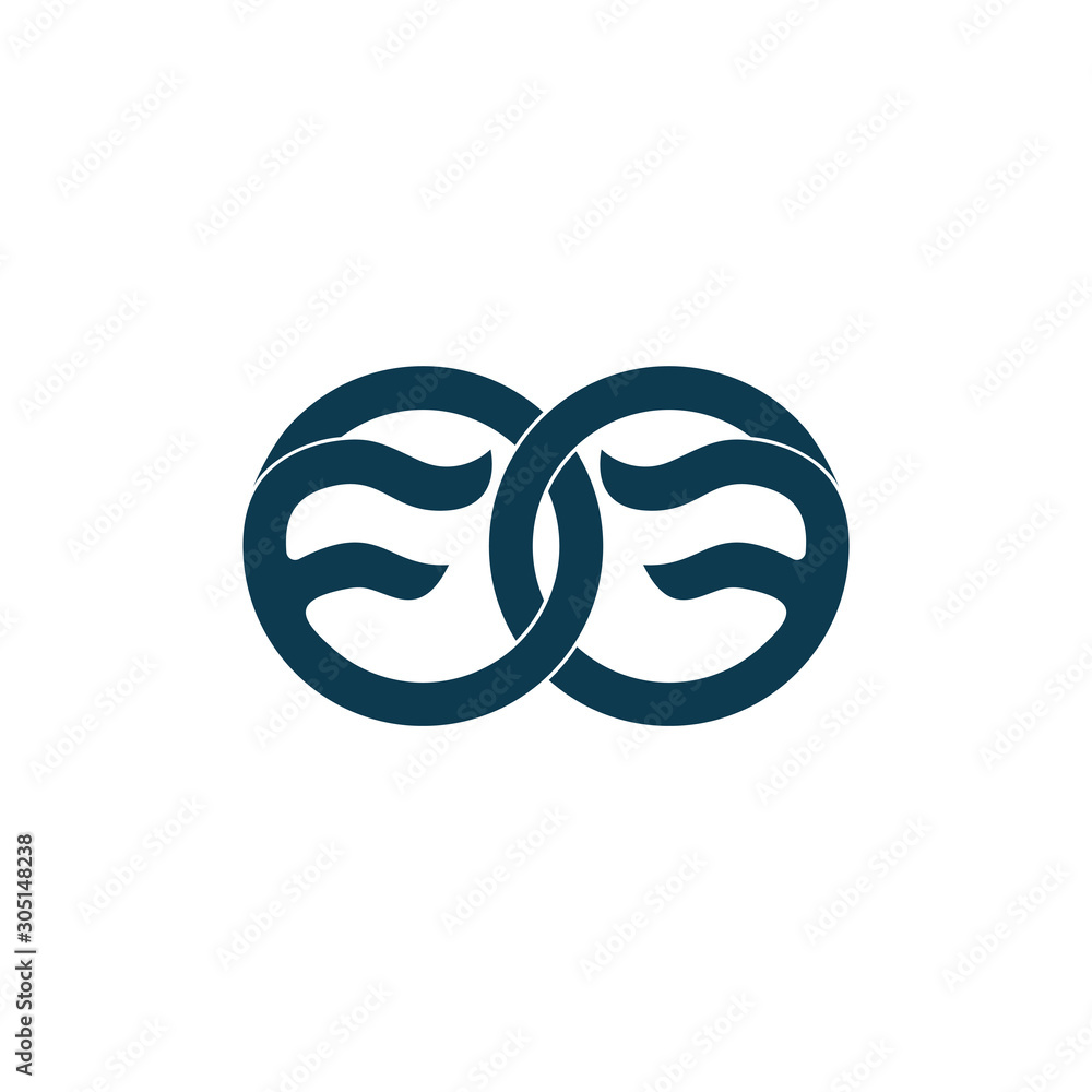 letter f linked circle logo vector