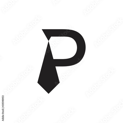 letter p neck tie businessman symbol logo vector