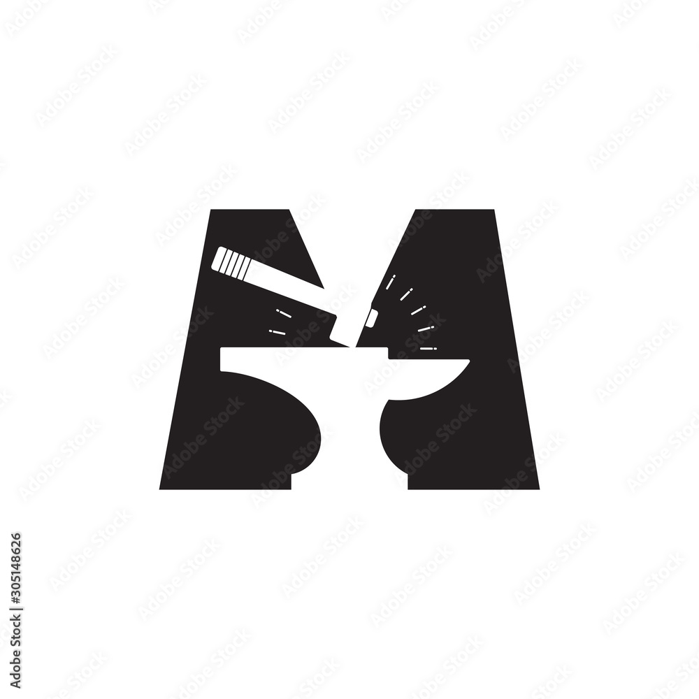 letter m blacksmith design logo vector letter m blacksmith design logo vector