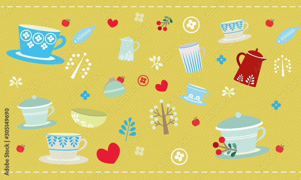 seamless background with icon Northern European seamless background with icon Northern European