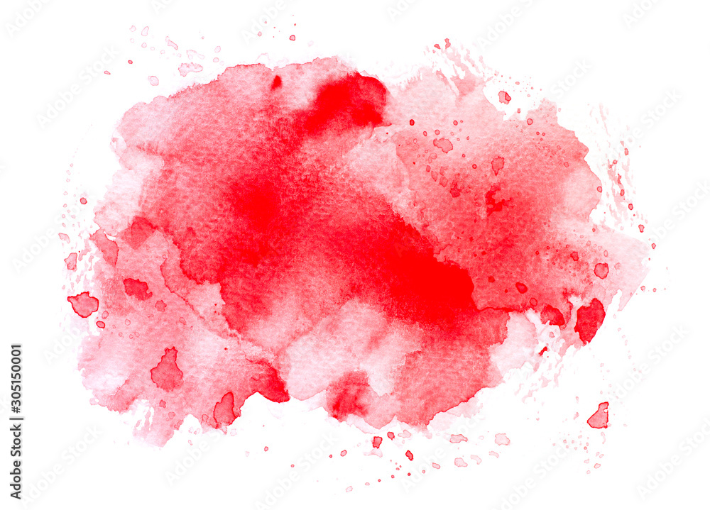 splash brush red watercolor on paper.