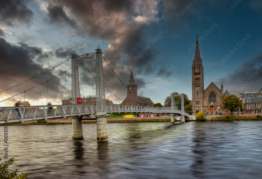 Fototapeta premium Cityscape of Inverness, Scotland, United Kingdom
