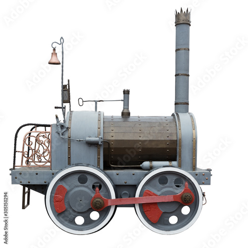 Fototapeta Vintage retro steam train isolated on white background