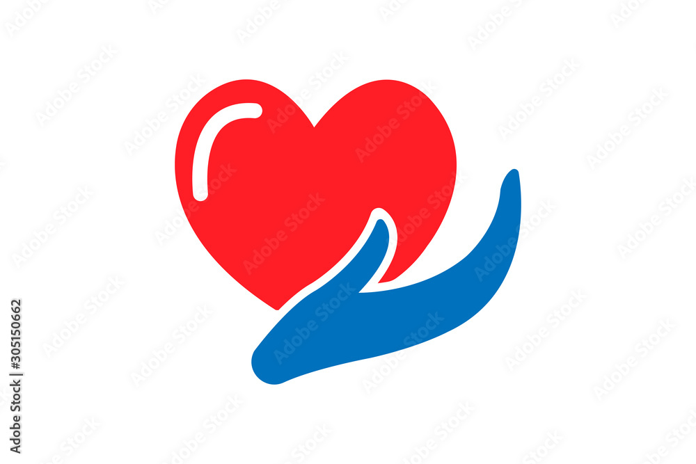 Care icon, love on hand icon vector illustration Care icon, love on hand icon vector illustration