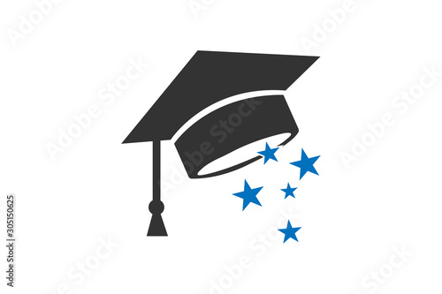 Graduate Hat icon with star vector illustration