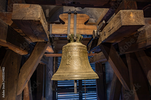 Bell in the bell tower of St. Nicholas Cathedral in Prague