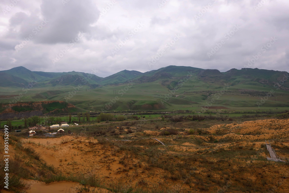 Sarykum sand dunes scenic view in Dagestan, Russia