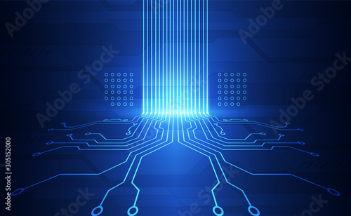 Vector Abstract futuristic circuit board global system, Illustration high digital technology blue color concept