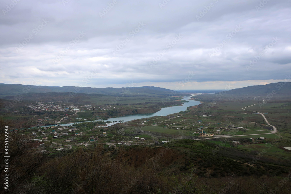 Fototapeta premium Scenic view of Sulak River in Dagestan, Russia