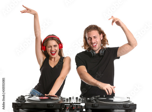 Young djs playing music on ...