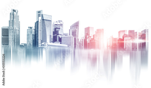 Αφίσα Abstract city building skyline metropolitan area in contemporary color style and futuristic effects