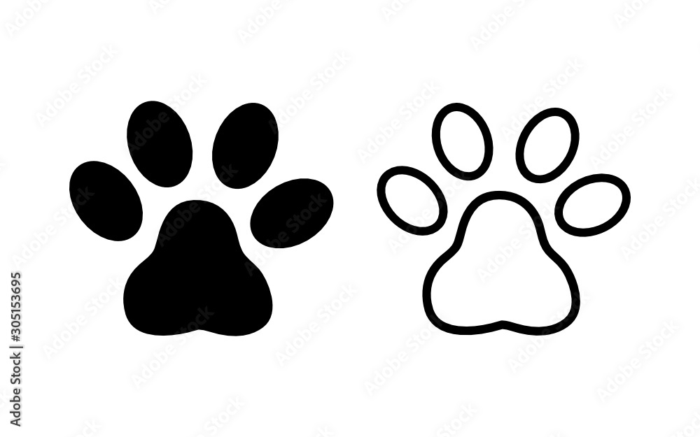 Paw print icon on white background. Paw print icon on white background.