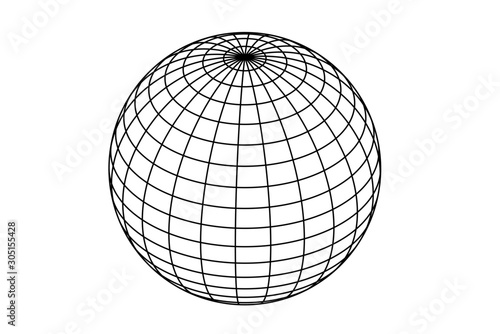 Wireframe sphere globe model illustration vector #305155428