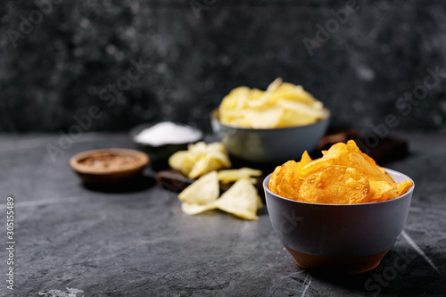 Bowl of home made potato chips