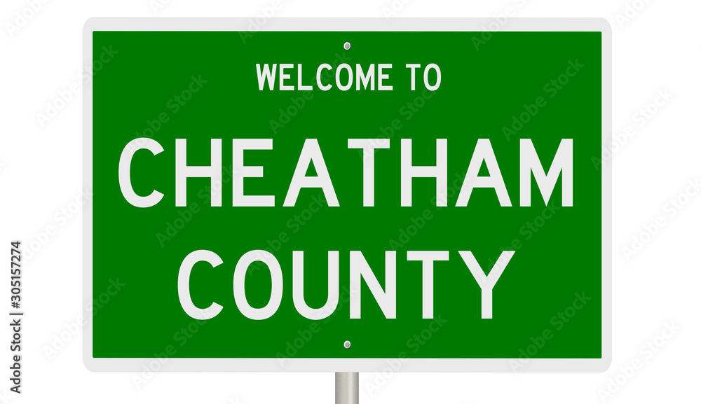 Rendering of a green 3d highway sign for Cheatham County