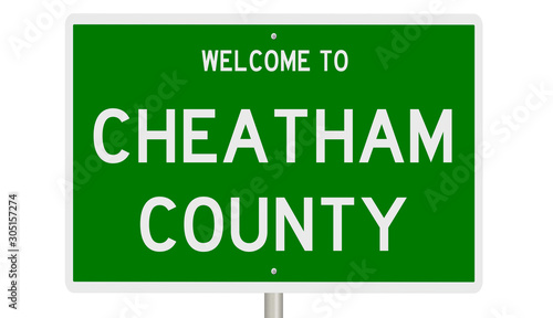 Rendering of a green 3d highway sign for Cheatham County