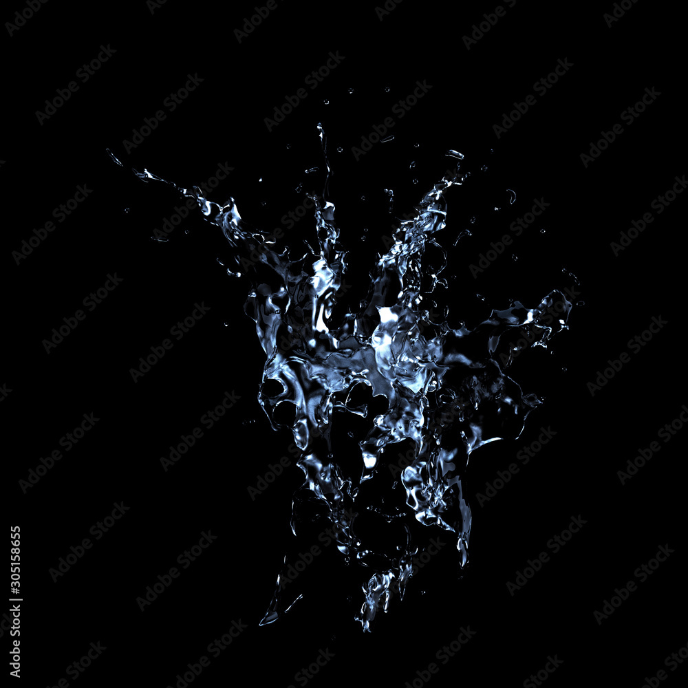 Splash fluid. 3d illustration, 3d rendering.