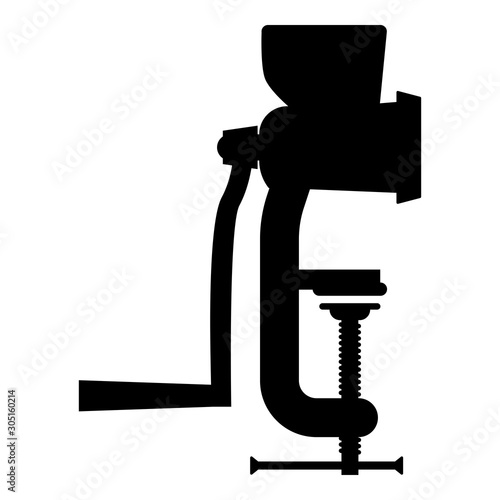Manual mincer Meat grinder Vintage kitchen equipment Mill Shredder icon black color vector illustration flat style image