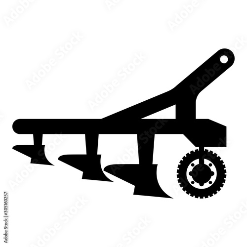 Plow for cultivating land before sowing farm products Tractor machanism equipment Industrial device icon black color vector illustration flat style image