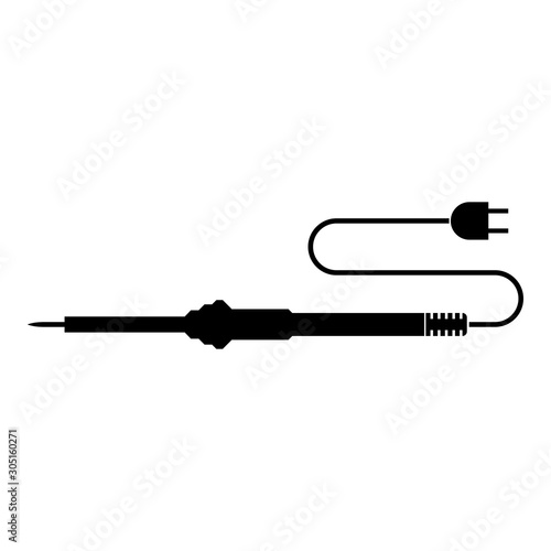Electric soldering iron for radio repair work icon black color vector illustration flat style image