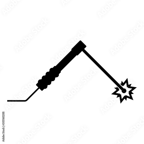 Welding process Spark from electrode with torch Work and tools concept icon black color vector illustration flat style image