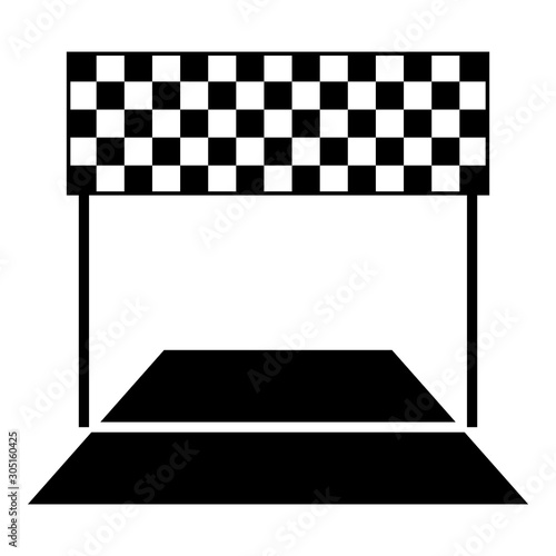 Finish concept Maraphon line racing panorama road icon black color vector illustration flat style image