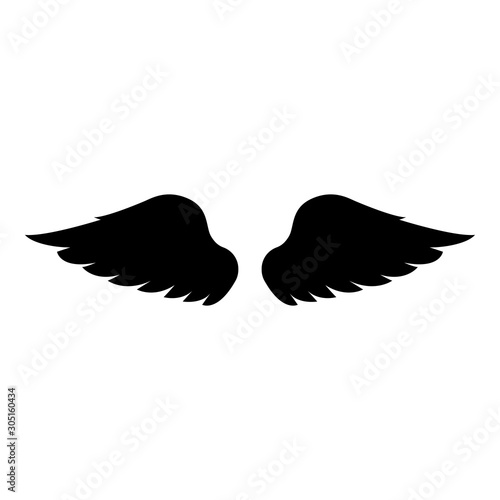 Wings of bird devil angel Pair of spread out animal part Fly concept Freedom idea icon black color vector illustration flat style image © Serhii