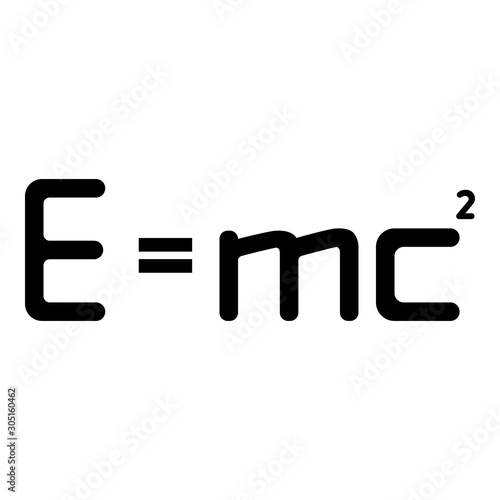 E mc squared Energy formula physical law E mc sign e equal mc 2 Education concept Theory of relativity icon black color vector illustration flat style image