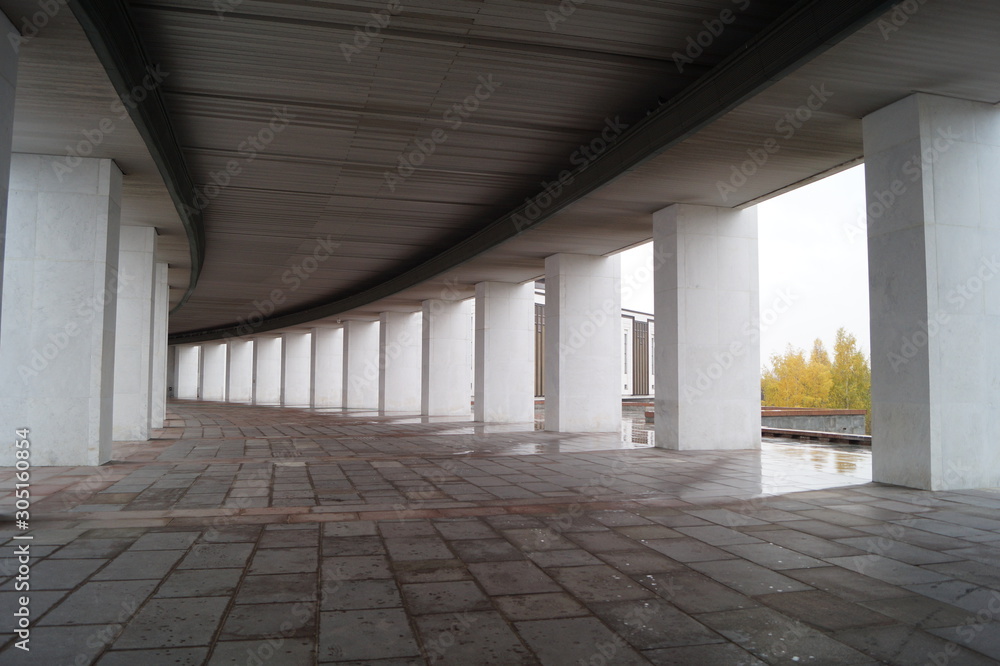 the columns of the building