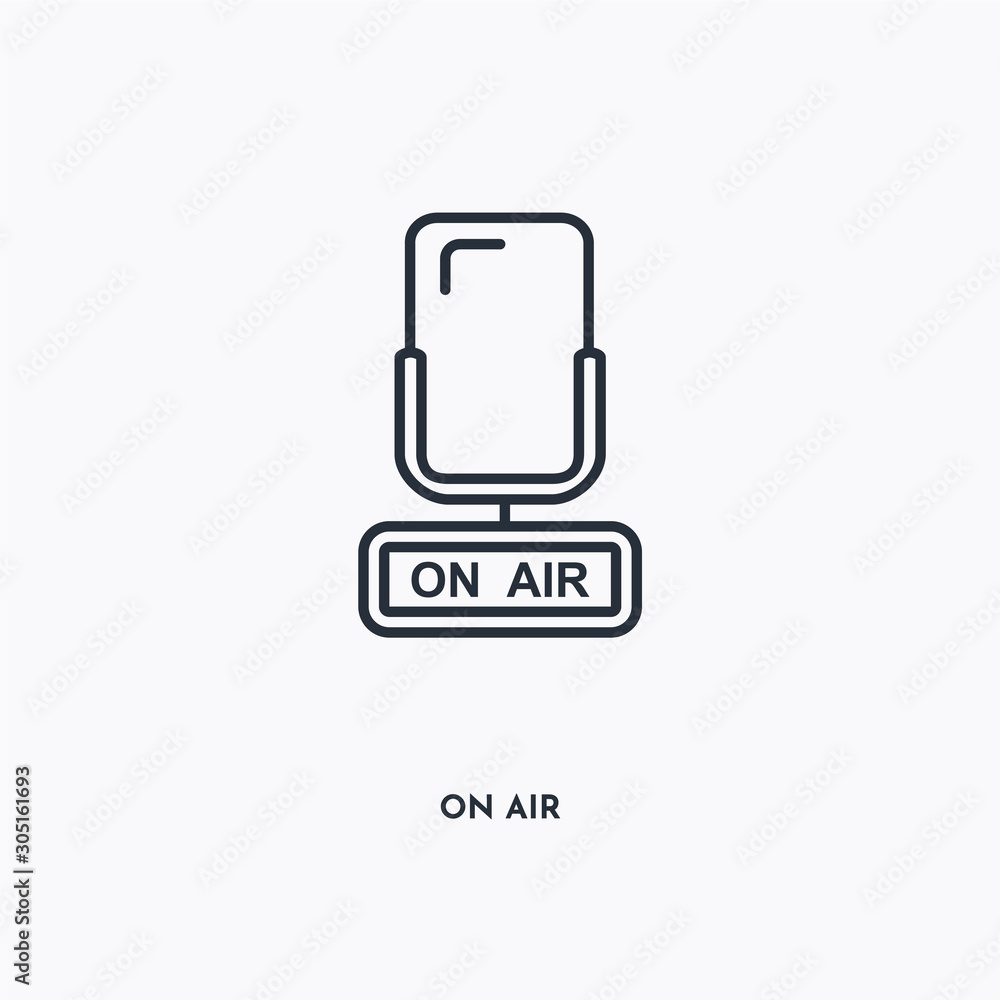 On air outline icon. Simple linear element illustration. Isolated line On air icon on white background. Thin stroke sign can be used for web, mobile and UI. On air outline icon. Simple linear element illustration. Isolated line On air icon on white background. Thin stroke sign can be used for web, mobile and UI.